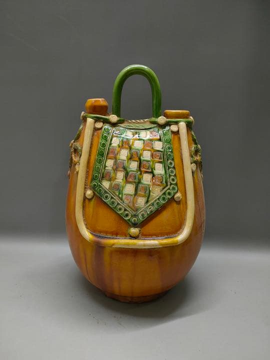 唐三彩　特大皮囊壺　　骨董品　陶芸　壺　アンティーク　陶器