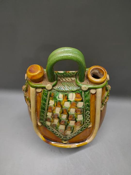唐三彩　特大皮囊壺　　骨董品　陶芸　壺　アンティーク　陶器