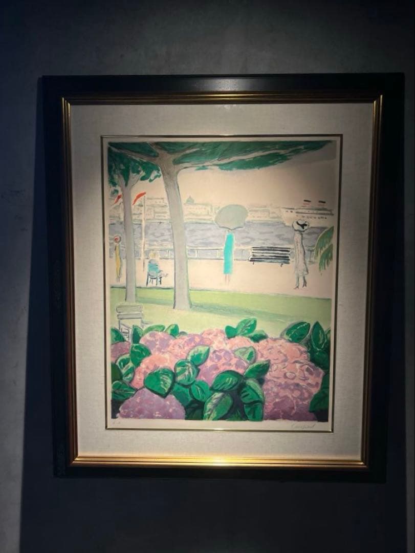 カシニョール【青い紫陽花】リトグラフ E.A.