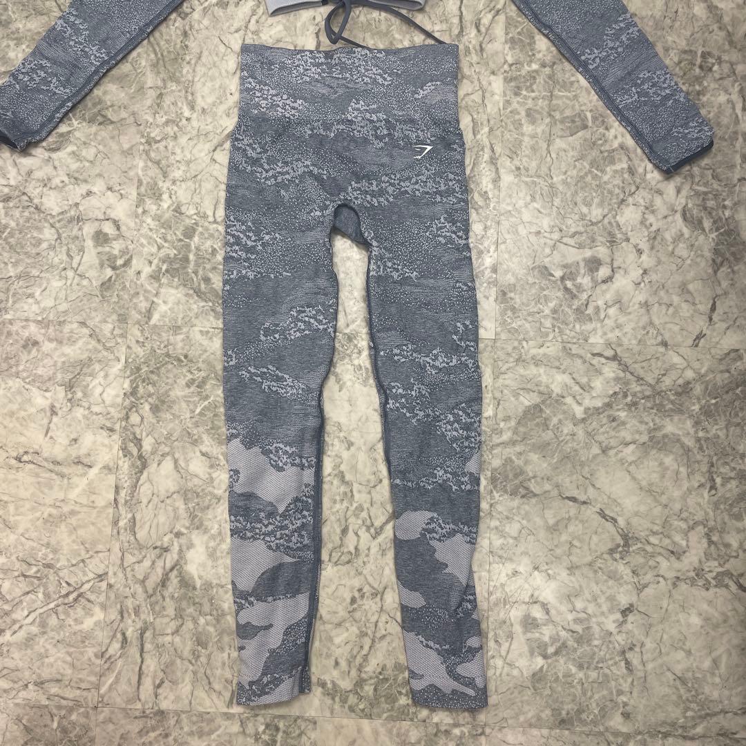  迷彩 クロップトップ レギンスセット XS