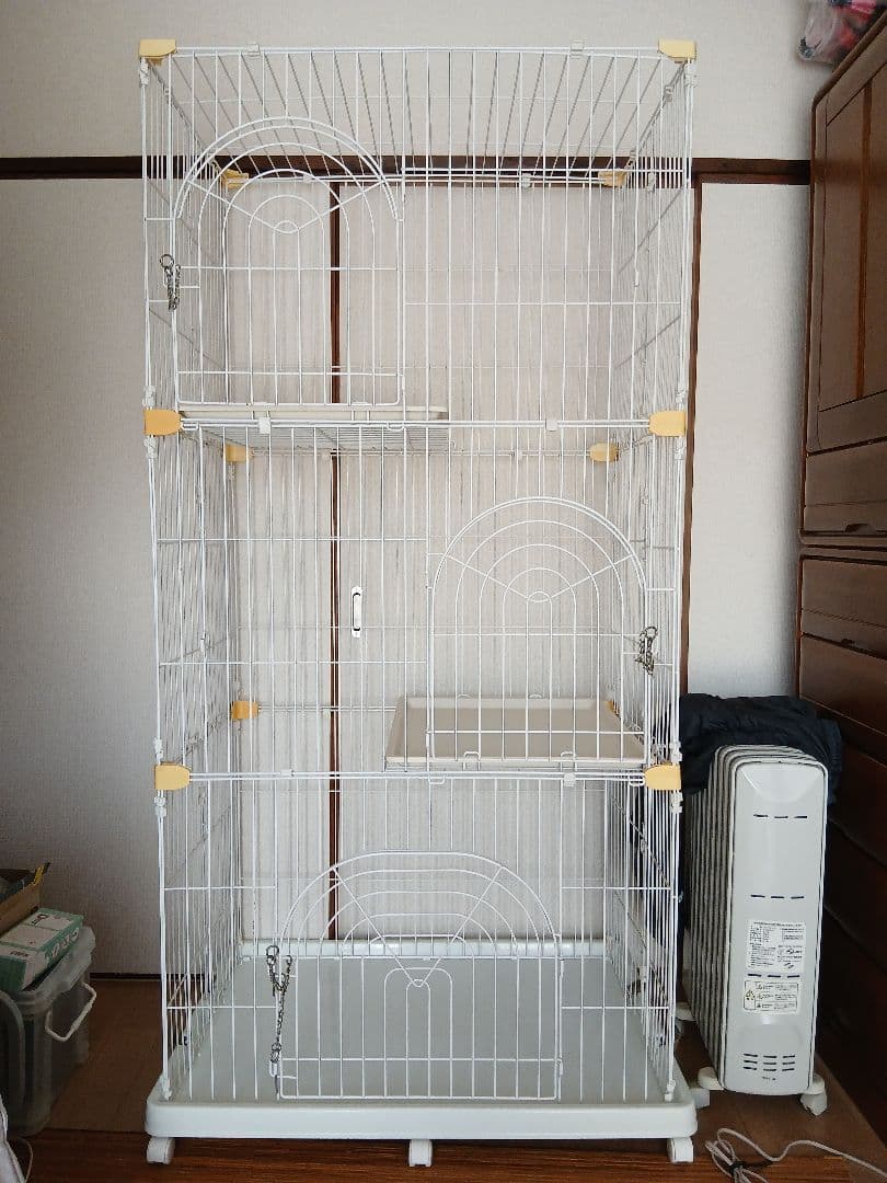 アイリスオーヤマ キャットケージ 3段 猫ゲージ ホワイト 多段