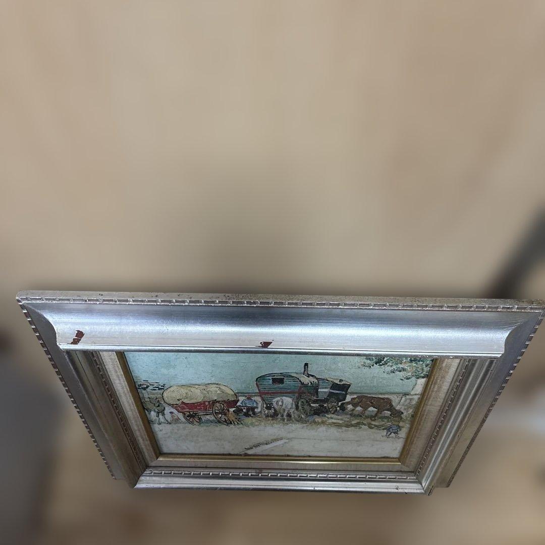 家馬車・ジプシーの野営　フィンセント・ファン・ゴッホ　額縁あり　複製画