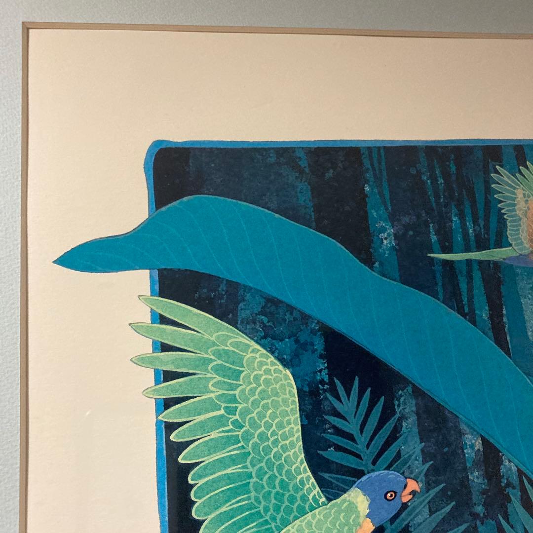 ジョアンフックJ. Allen Hood 鳥と植物の【額込】