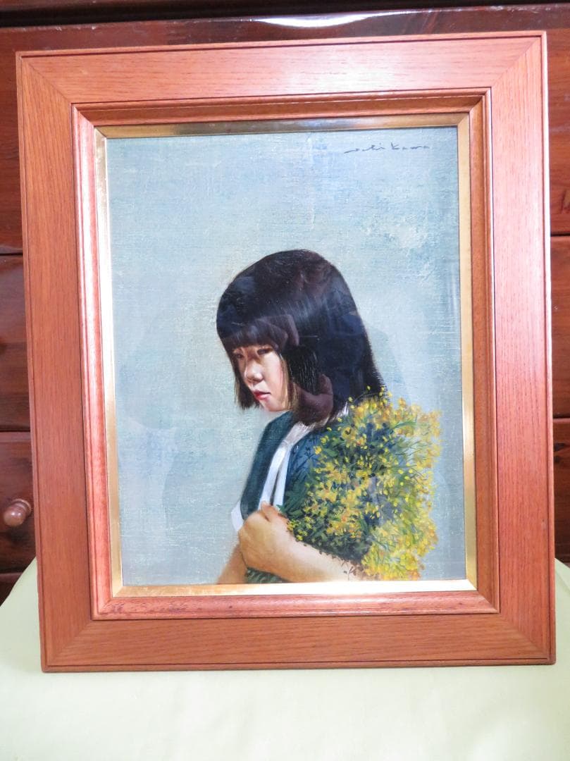 市川元晴 　「菜の花と少女」　油彩　 F6号　ル・サロン永久会員　 三軌会会員