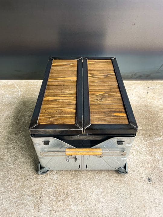 アイアンシェルフコンテナ25 天板［木板］　シェルコン　ウイングトップ　観音開き