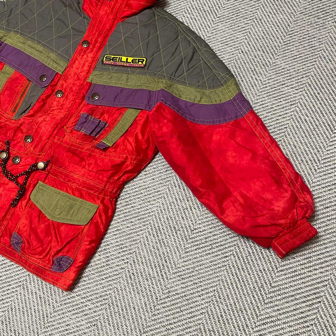 【年代物・レア】SEILLER スキースノボウェア セットアップ　レッド　L