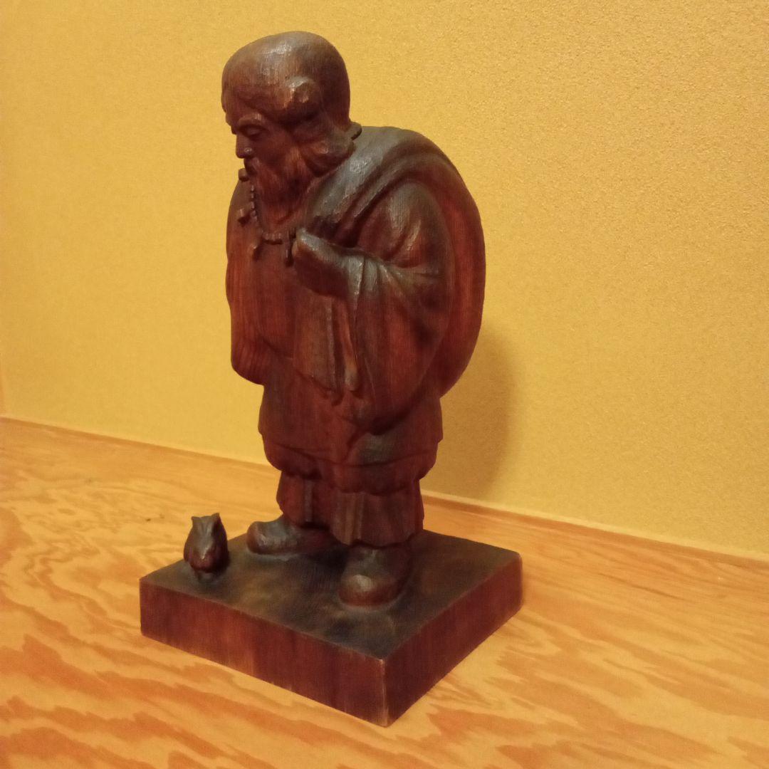 【真作】 木彫 大作 (希少大作) 因幡の白うさぎ 大国主神像 中村清人 作