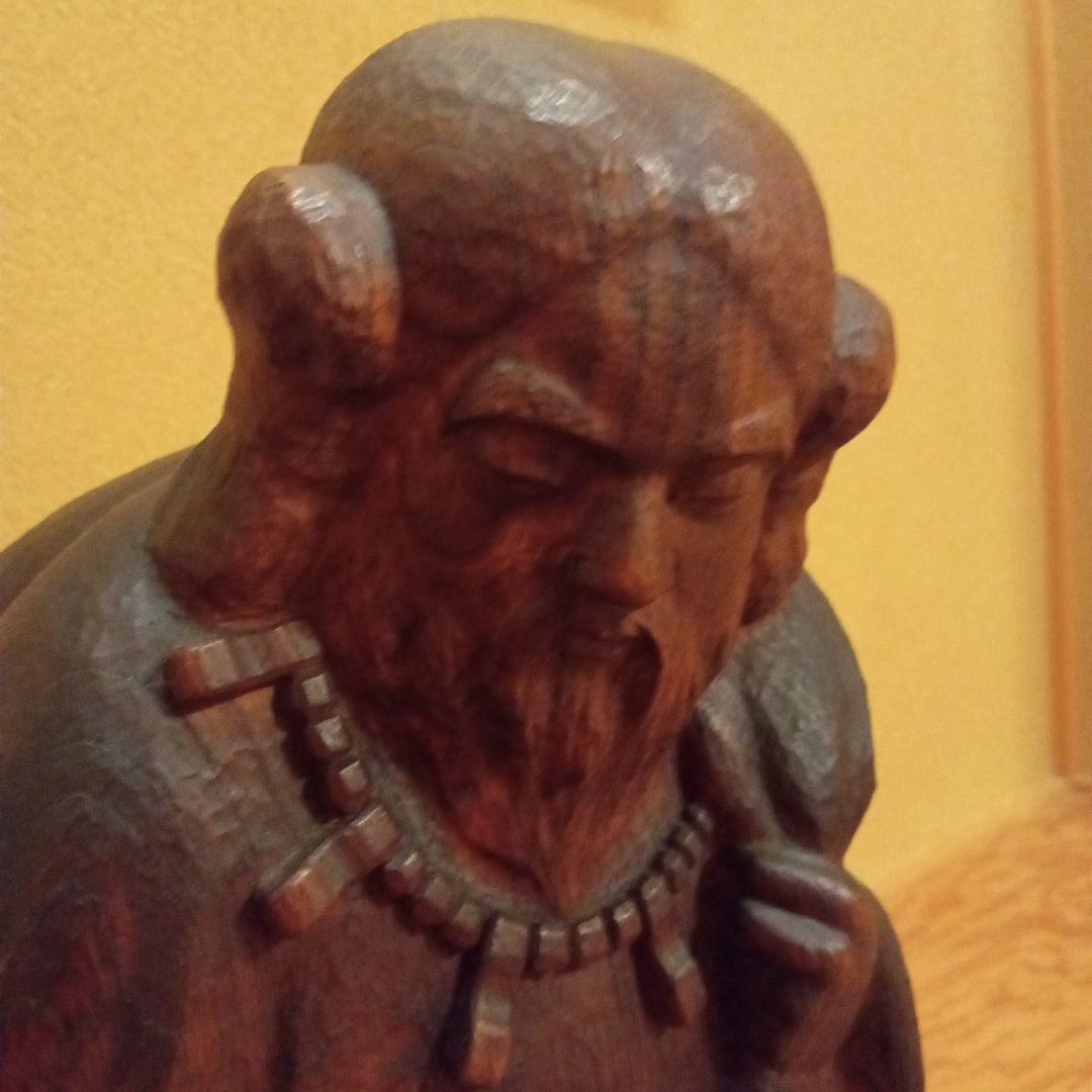 【真作】 木彫 大作 (希少大作) 因幡の白うさぎ 大国主神像 中村清人 作