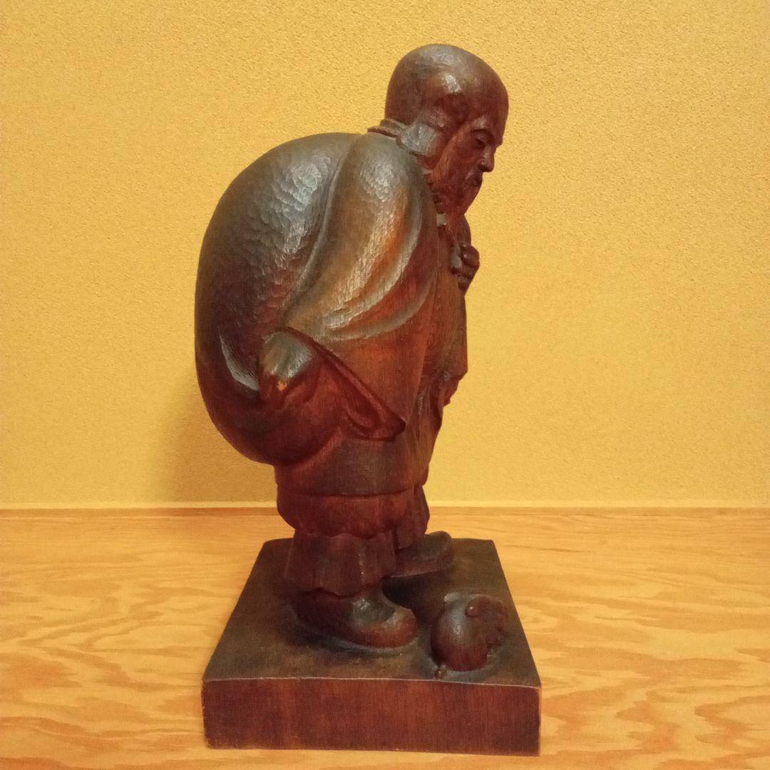 【真作】 木彫 大作 (希少大作) 因幡の白うさぎ 大国主神像 中村清人 作