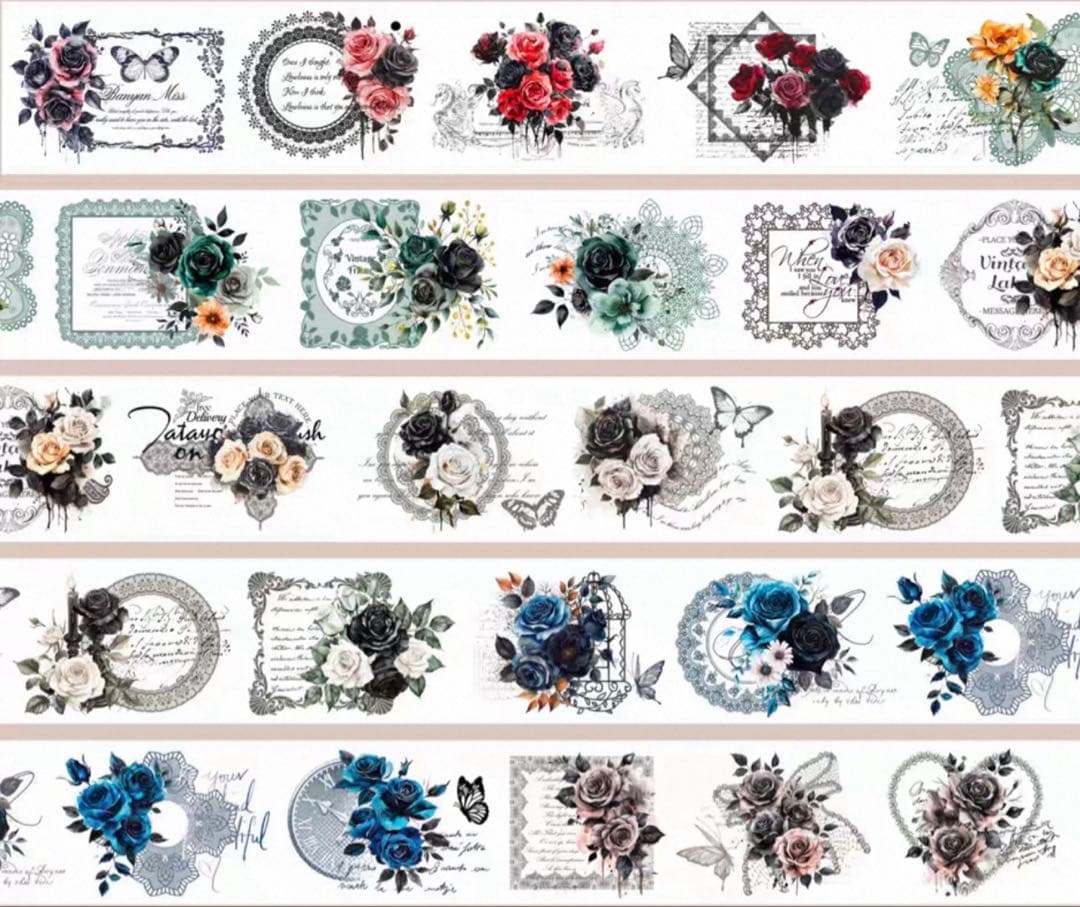 PET 6cm×5.1m 相依 海外マスキングテープ　海外マステ　花　バラ