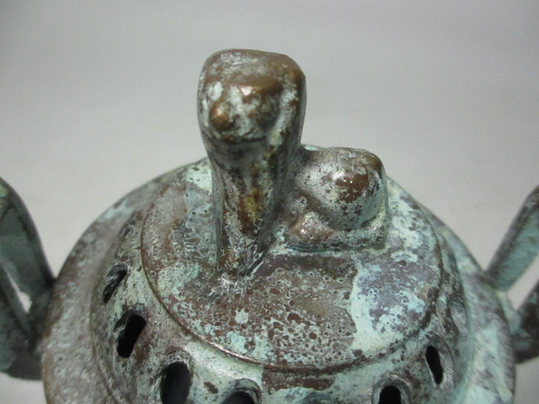 香炉　銅製　厚手　重量 約1050g　香道具　仏教美術　中国美術