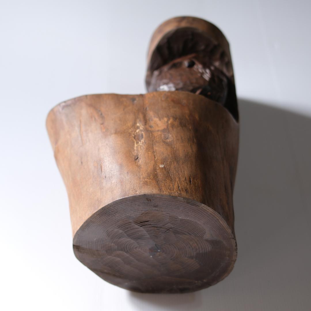 工房がんま フクロウの木彫り彫刻40cm