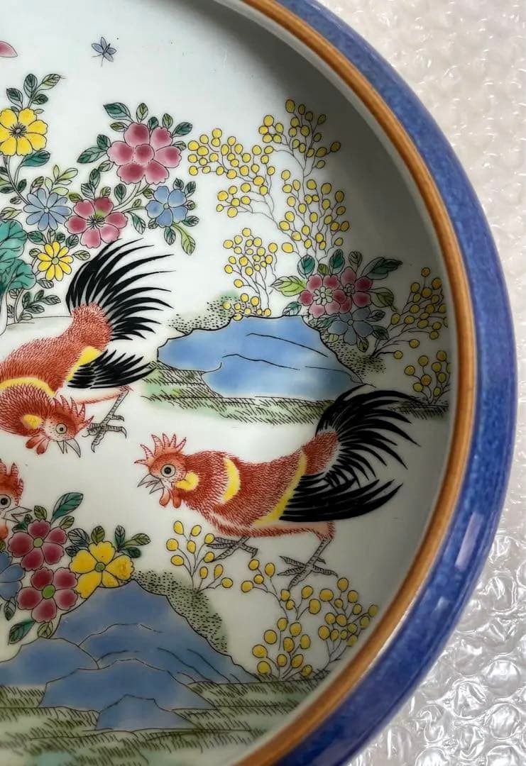 中国 骨董品 大清道光年製 筆洗 五彩鷄絵図 陶芸 古美術 。