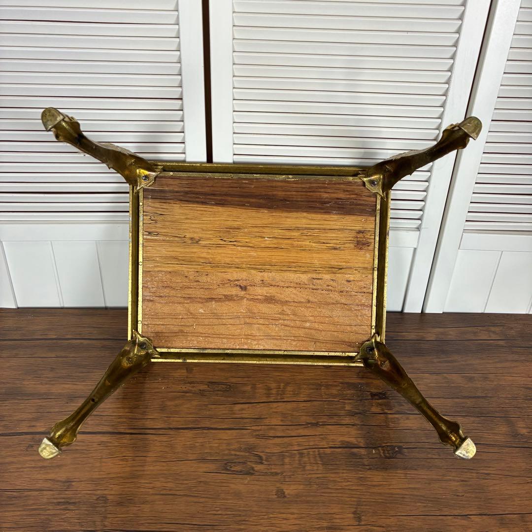 【送料込】アンティーク家具　猫足　ヴィンテージ　サイドテーブル　英国風　象嵌