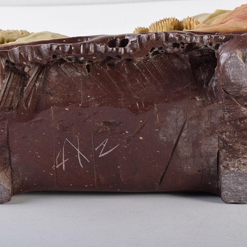 中国　玉石蝋石青田石　楼閣山水雕　床飾　置物　M　R7899C