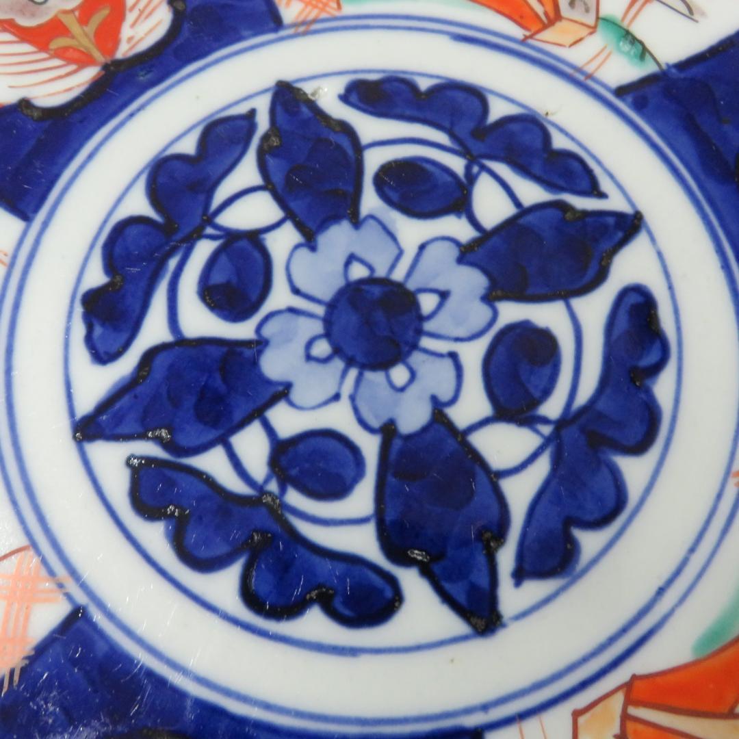 中皿 5枚 色絵付 染付 古伊万里 椿 牡丹 鶴 花文 江戸時代