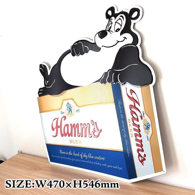 ハムズビール ブリキ看板 可愛い Hamm'sBear インテリア メタルサイン