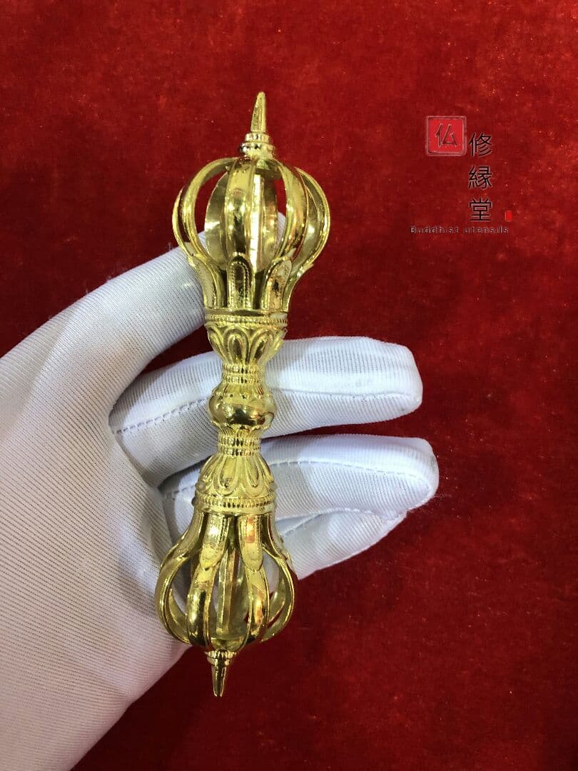 密教法具 九鈷杵 法器 金剛杵 真鍮製 16cm