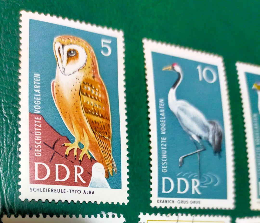 確認用！東ドイツ梟など鳥切手14種DDR貴重