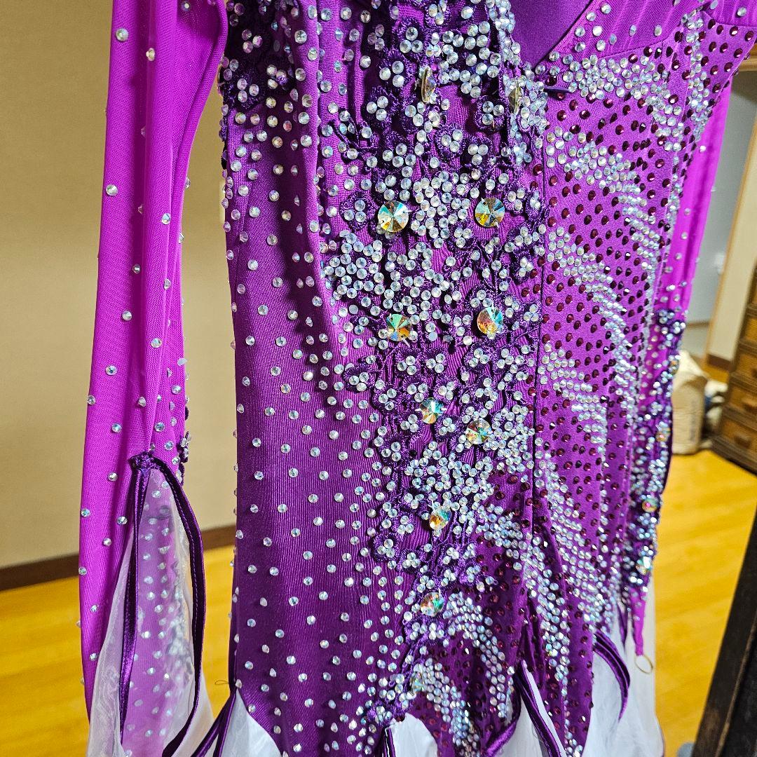 社交ダンス用ドレス 紫色 ビーズ装飾　1回着用
