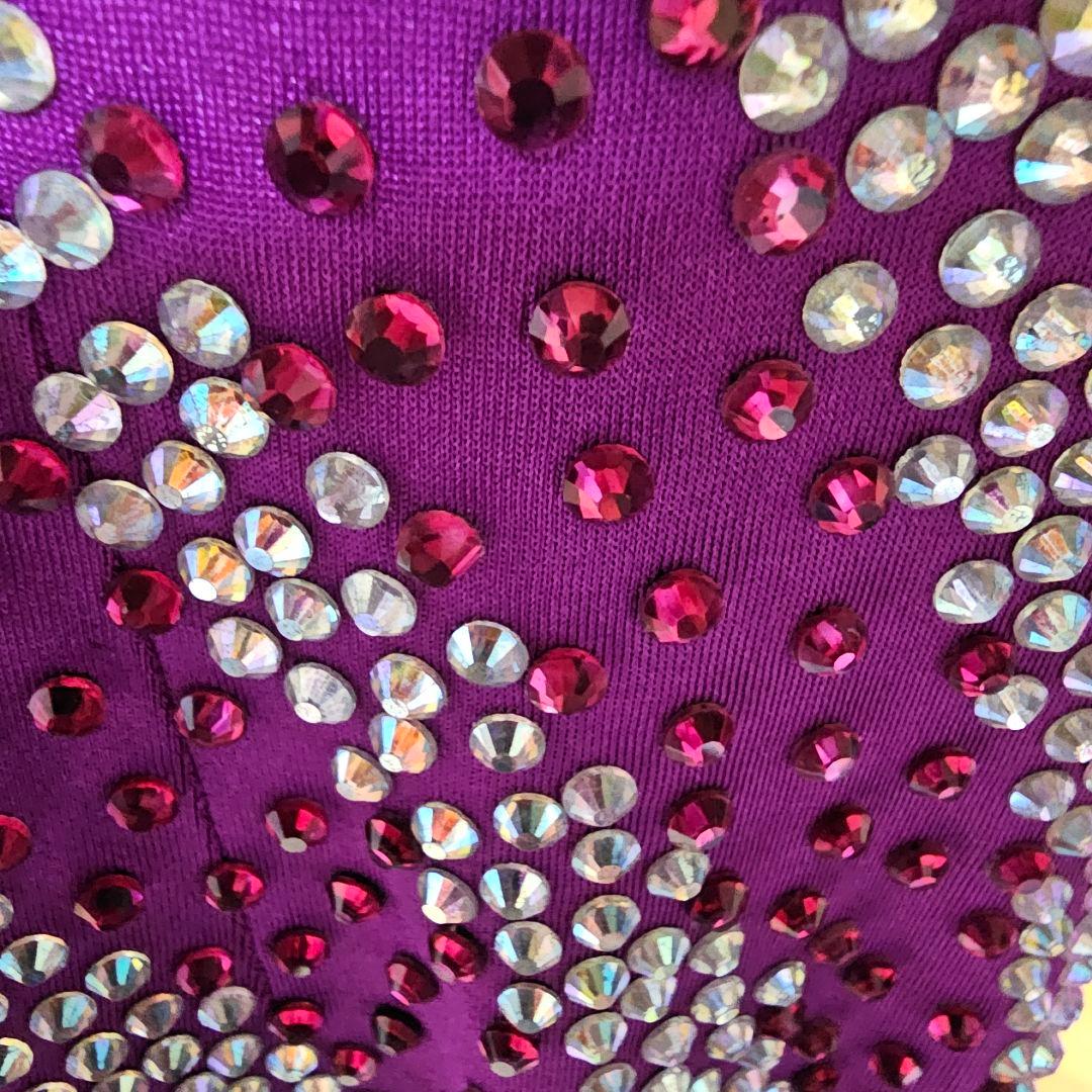 社交ダンス用ドレス 紫色 ビーズ装飾　1回着用