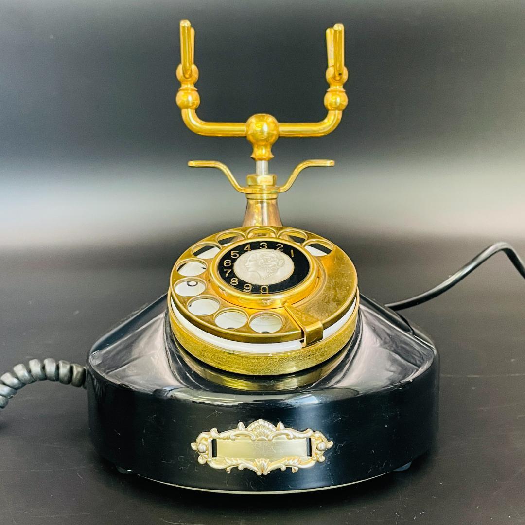 シモール 黒電話 レトロ 電話機 ダイヤル式 アンティーク R8SB46