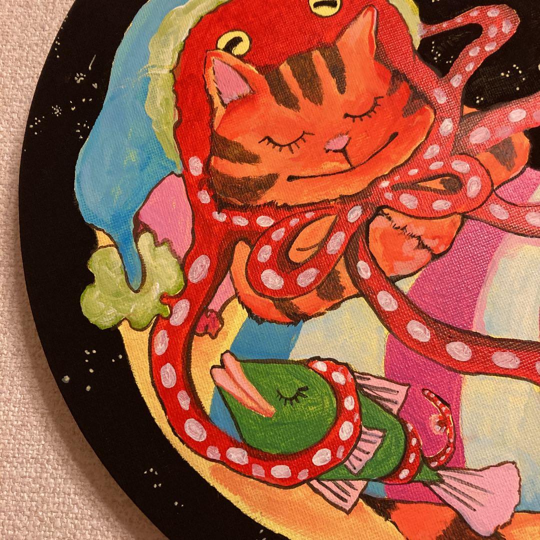 「　月で眠る　」　art インテリアデザイン　アクリル画