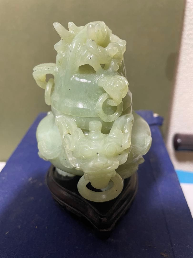 中国美術　玉石香炉　時代物　中国製