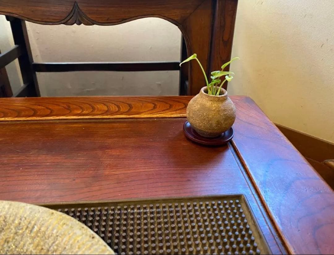 アンティーク　美品ブルナイ　小花器　極小唐木台座　３種・３点セット レア