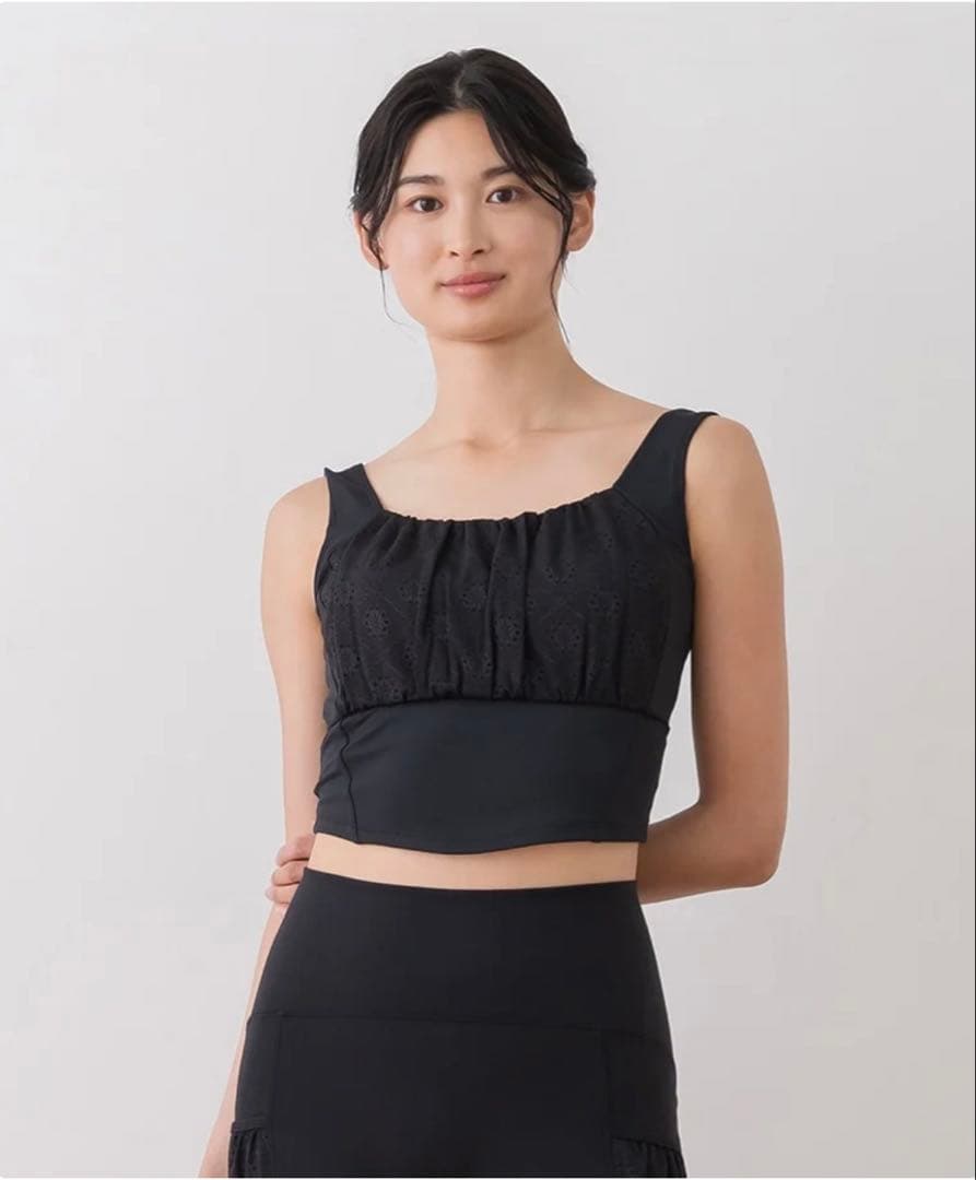 【サイズ完売品】【新品未使用】SUKALA フラワーレースブラトップ　黒　M