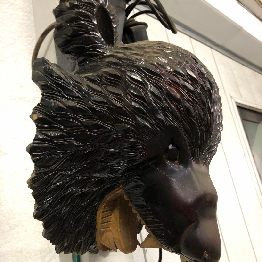 クマの顔 木製彫刻 インテリア