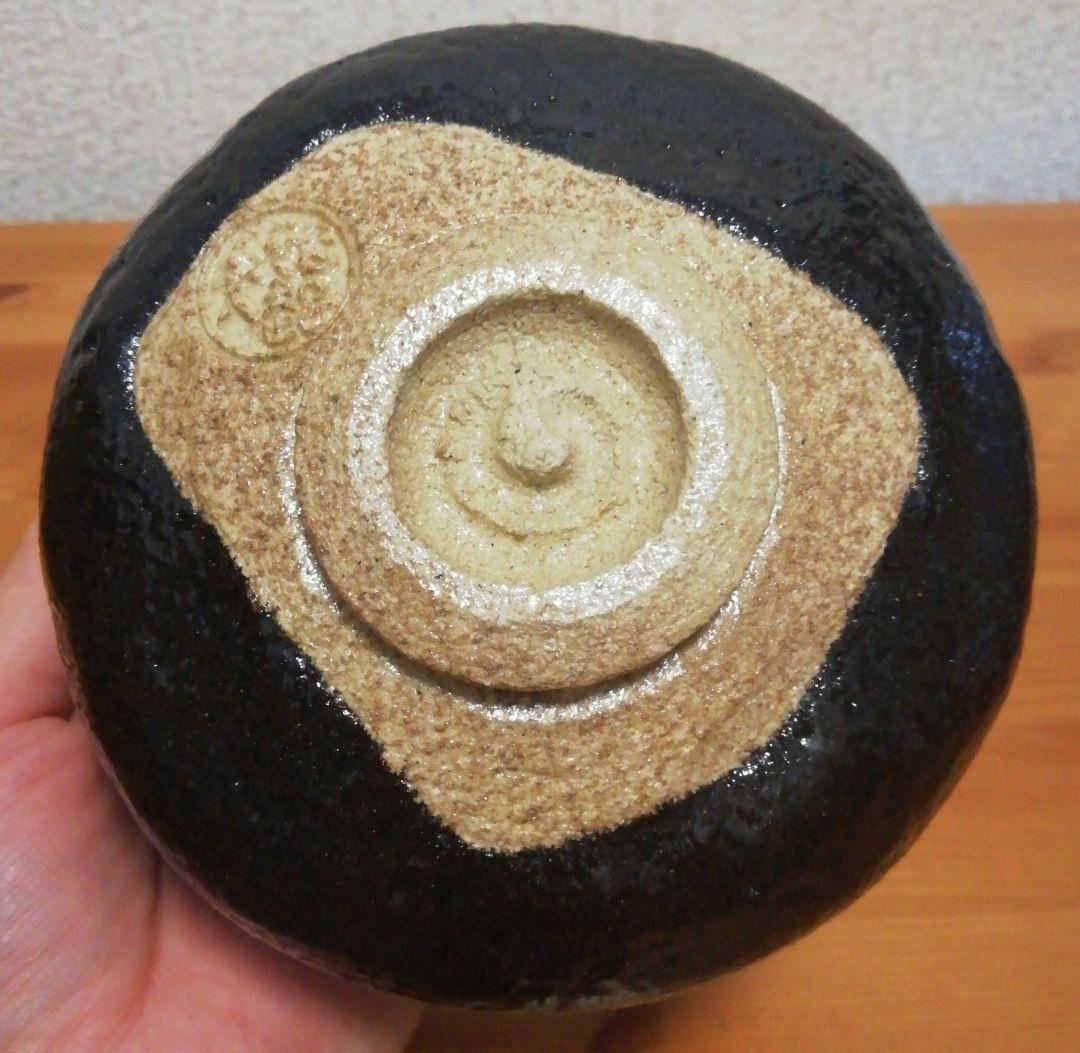 小川長楽(裕起夫)作　黒楽　茶碗　共箱　共布　茶道具