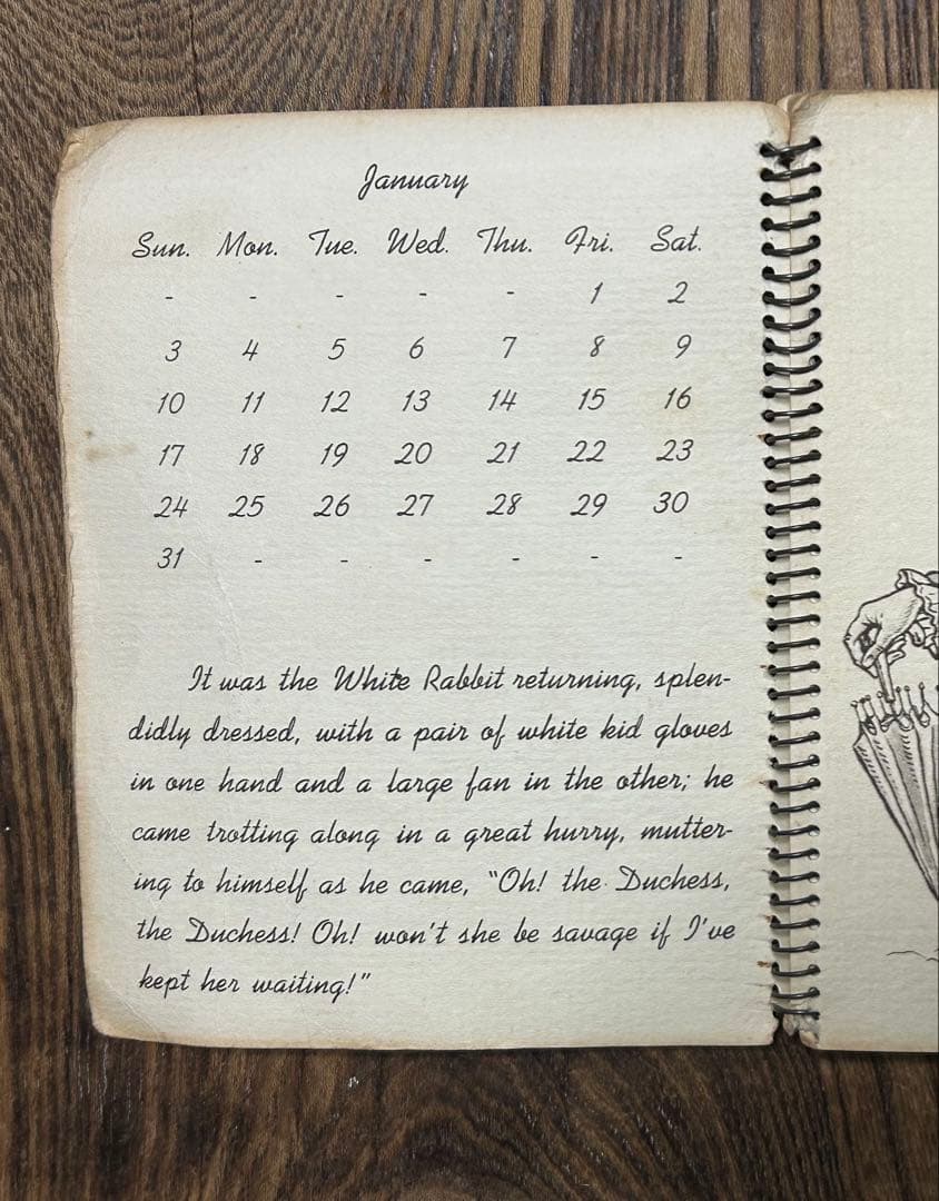 不思議の国のアリス 1943年カレンダー帳
