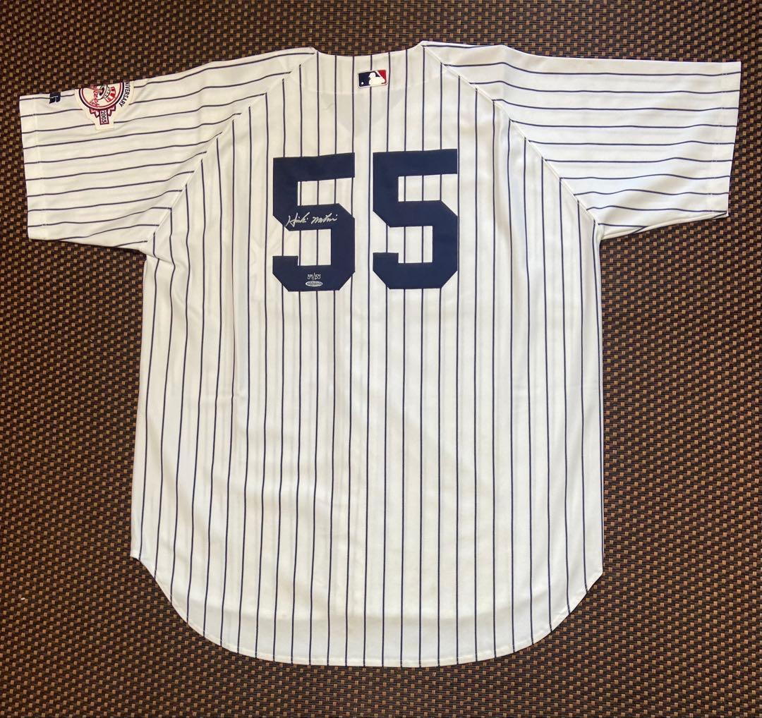 松井秀喜選手サイン入りニューヨーク・ヤンキースホームジャージ100周年パッチ付き