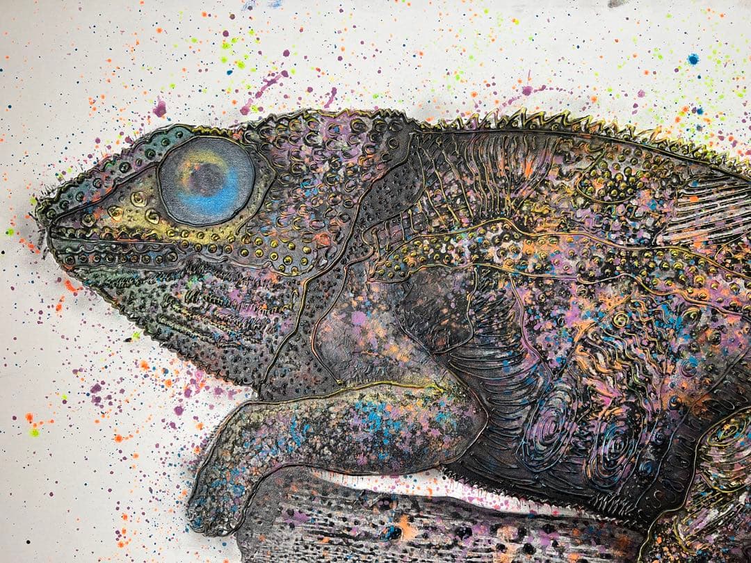 カメレオン アクリル画