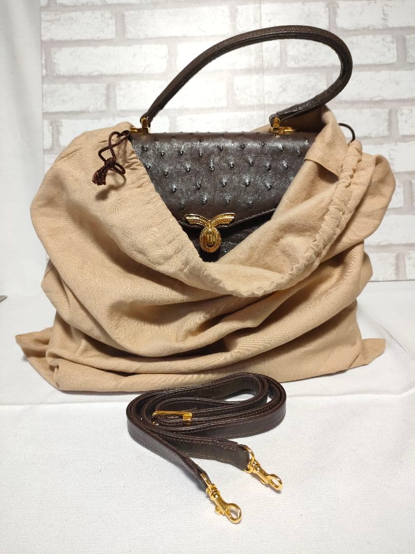 オーストリッチ ハンドバッグ ストラップ付き