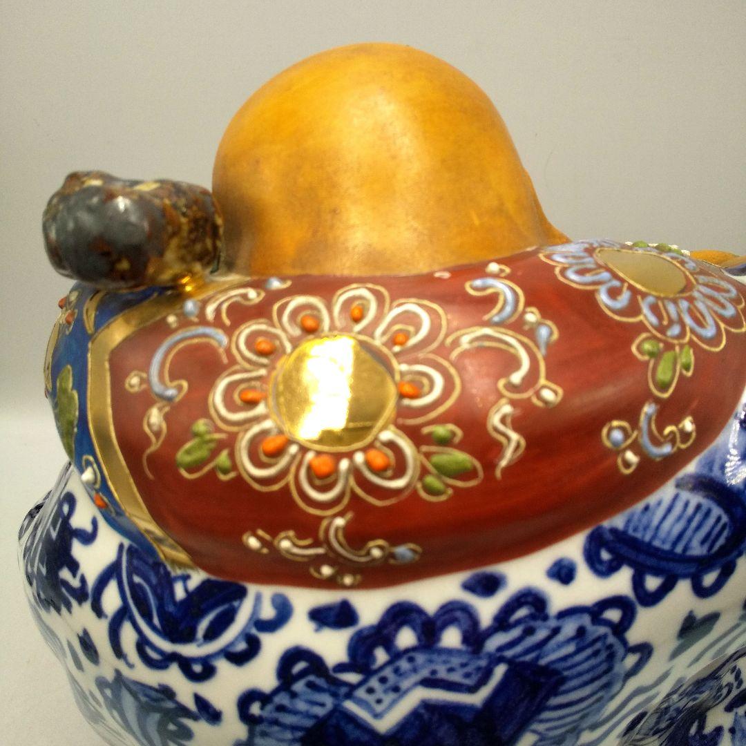 九谷焼　布袋様　染め付け　縁起置物　七福神