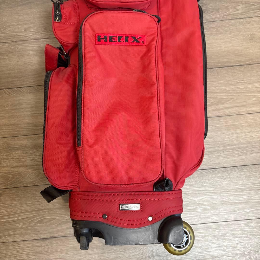 【USED】HELIX キャディバッグ レッド キャスター付き ゴルフバッグ