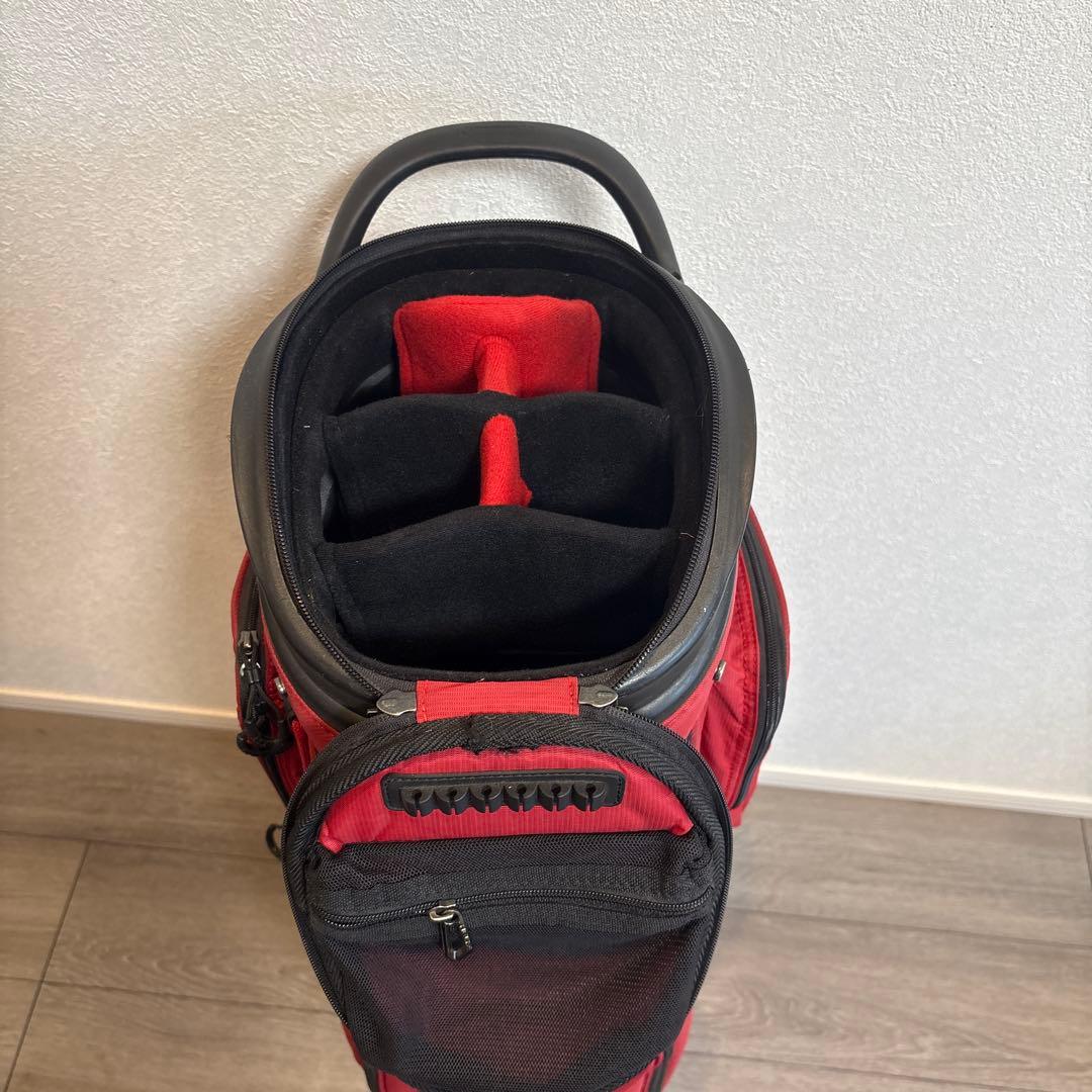 【USED】HELIX キャディバッグ レッド キャスター付き ゴルフバッグ