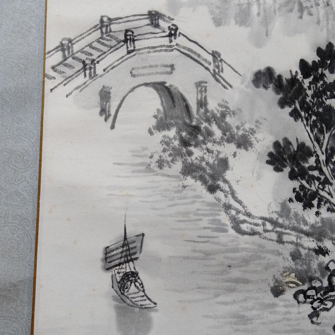 中国・上海・古寒山寺水墨画（掛軸）