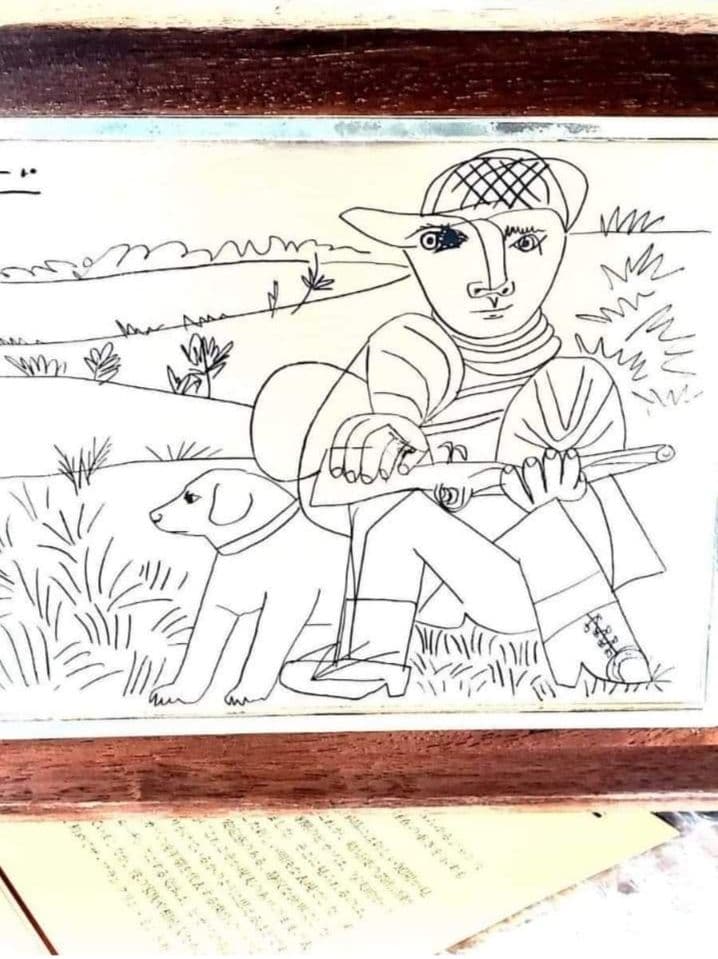 安心の本物保証。PABLOPICASSO作「狩人」ピカソ、純銀製、相続人承諾書、