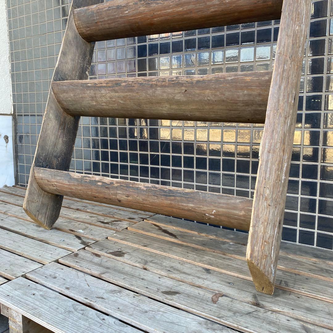 昭和レトロ 時代物 木製梯子 階段 店舗什器 花台 インテリア 古家具 古民家