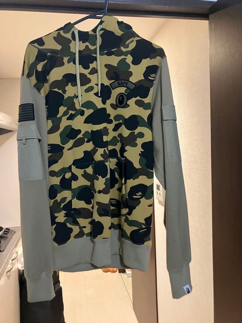 A BATHING APE 迷彩フード付きパーカー L