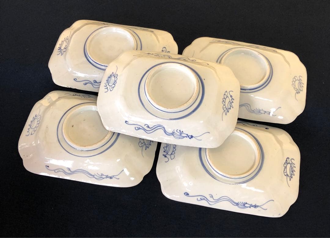 割引❗️《R》伊万里 金彩色絵 花鳥文様 長皿5客 木箱　250725F1