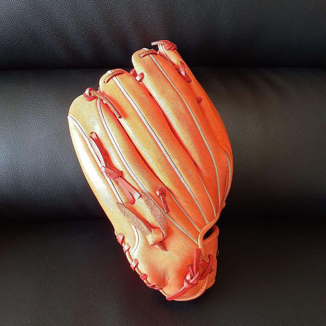 美品☆ミズノ☆軟式グローブ プロフェッショナル デュラライトレザー オレンジ系