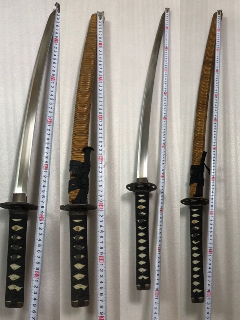 藤巻鞘 模造刀 打刀 脇差 2点セット 鞘付き長さ68/102cm 26A13