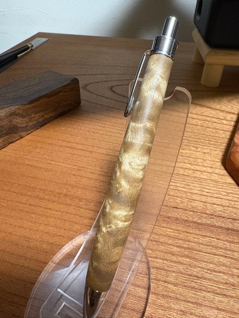 548極上　マーブルウッド　瘤杢　縮杢　木軸シャーペン　ボールペン