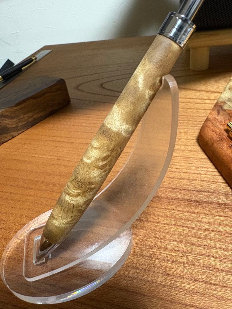 548極上　マーブルウッド　瘤杢　縮杢　木軸シャーペン　ボールペン