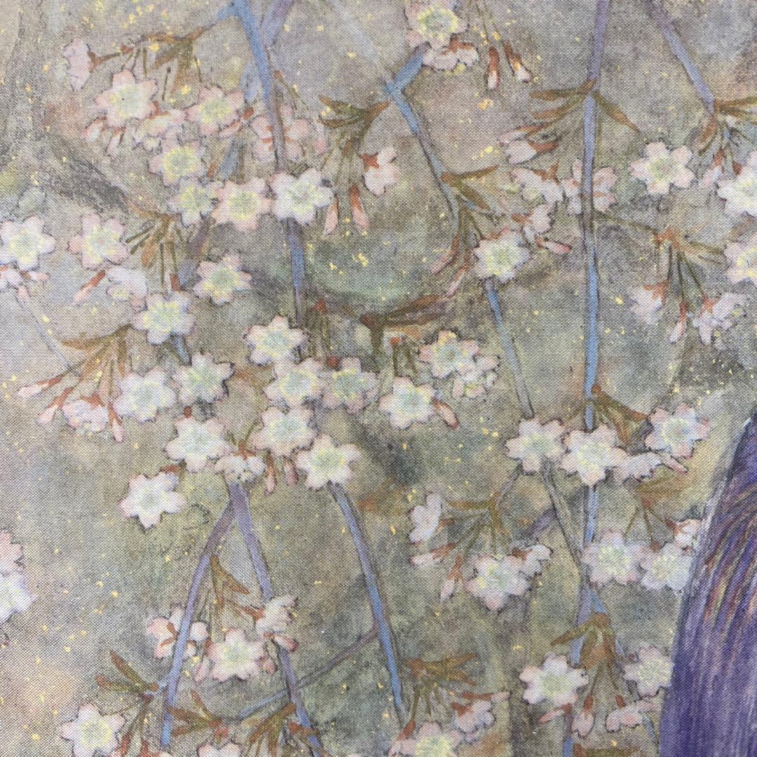 美品 掛け軸 日本画家 白鳥映雪筆「古城惜春」 桜 縁起物 美人画 おもてなし