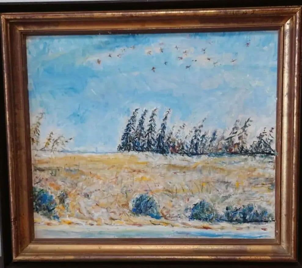 菅村武次郎作《丘陵秋景》